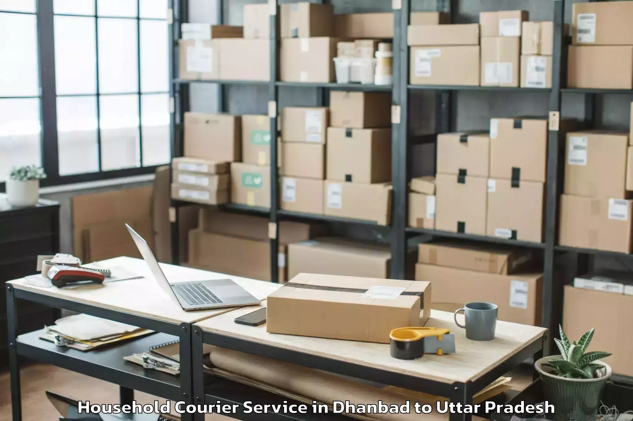 Reliable Dhanbad to Bidhuna Household Courier